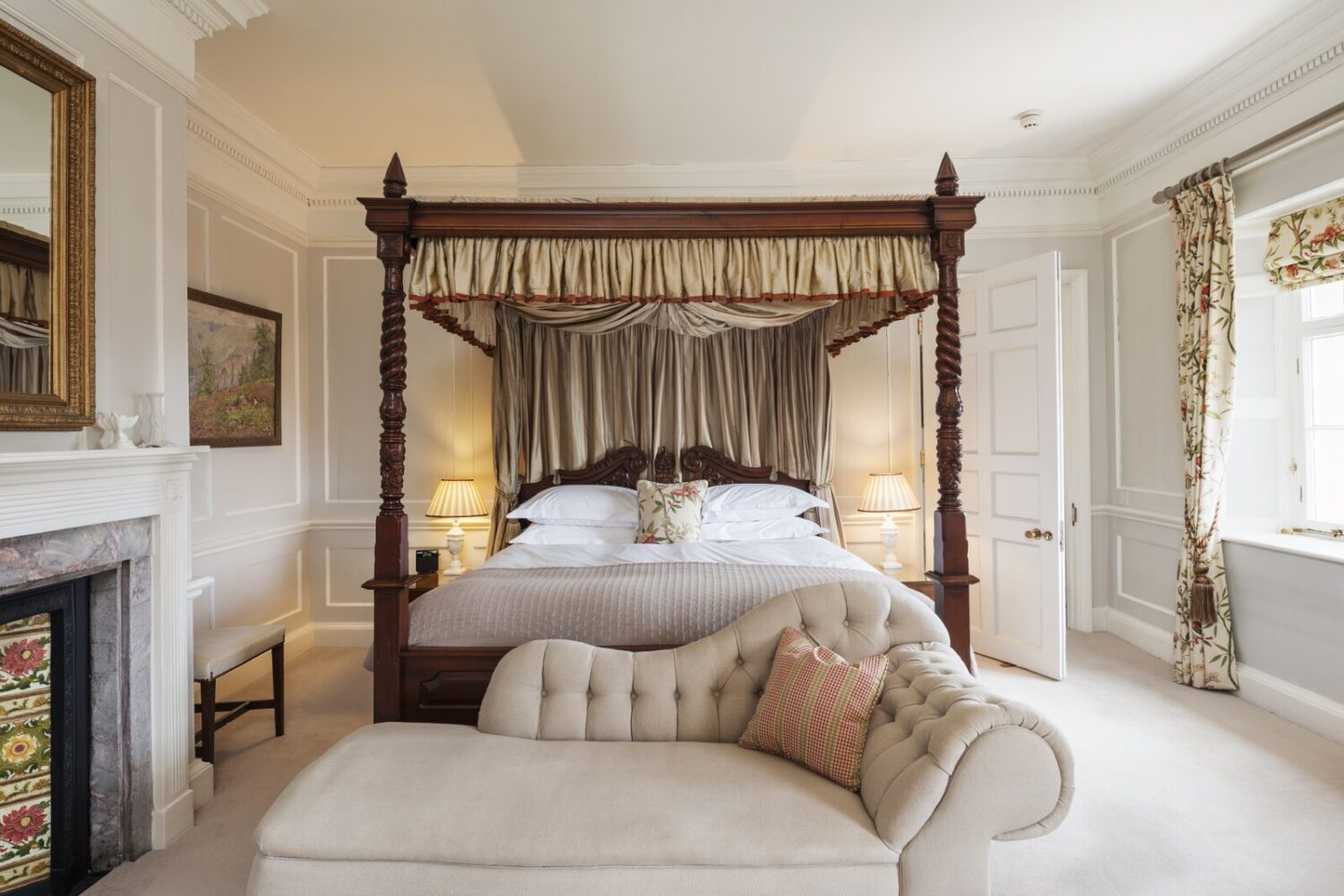 Four Poster Dewhurst Suite at Pentillie Castle by Richard Downer Photography
